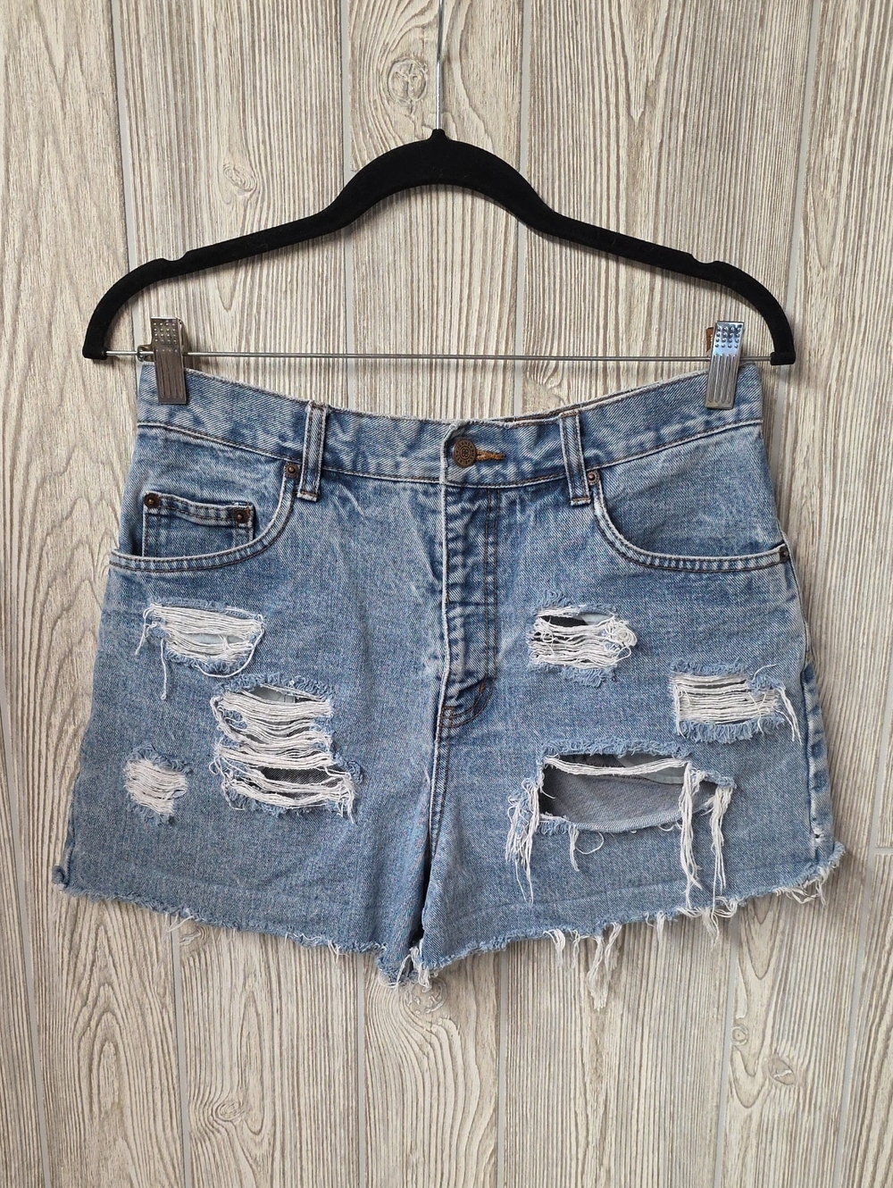 Bill Blass Easy Fit High Waisted Denim Distressed Jean Shorts Vintage Womens 10